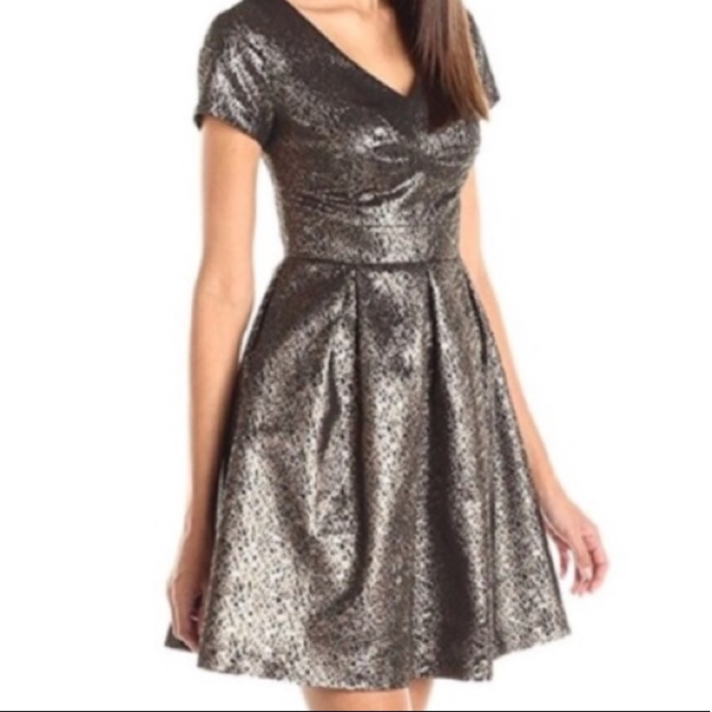 Vince Camuto Golden Era Lurex Jacquard Dress